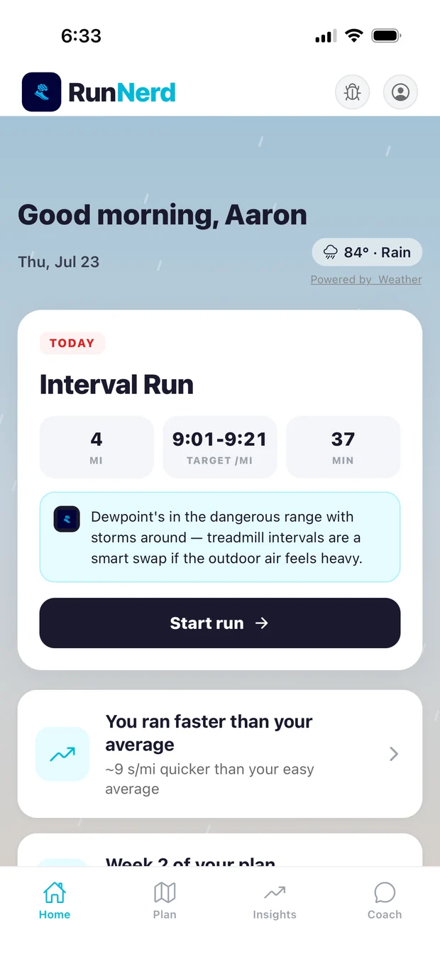 Home before a run
