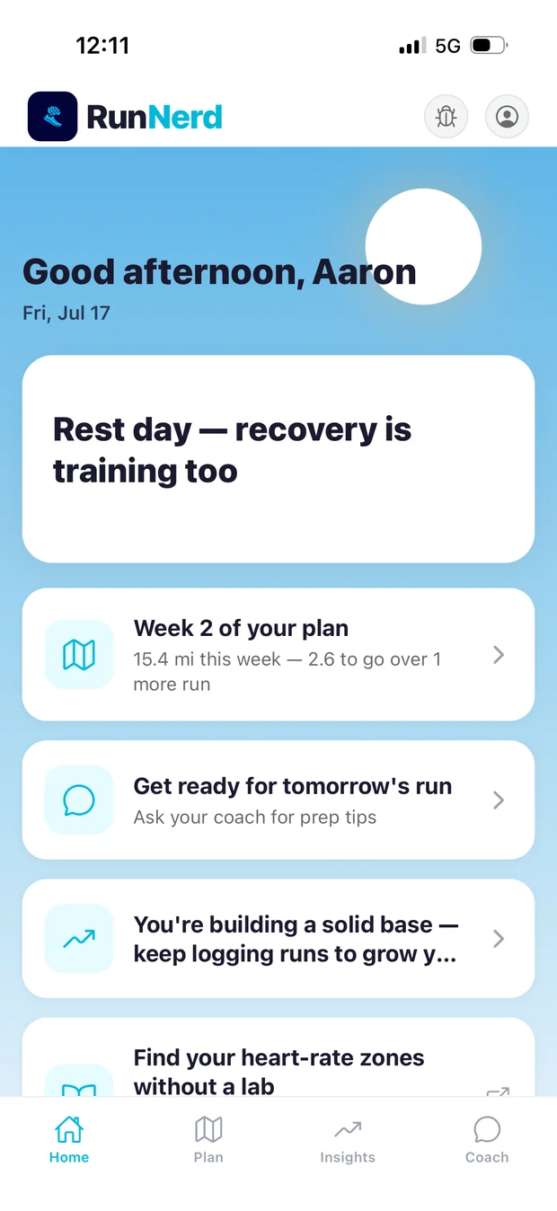 Home on a rest day